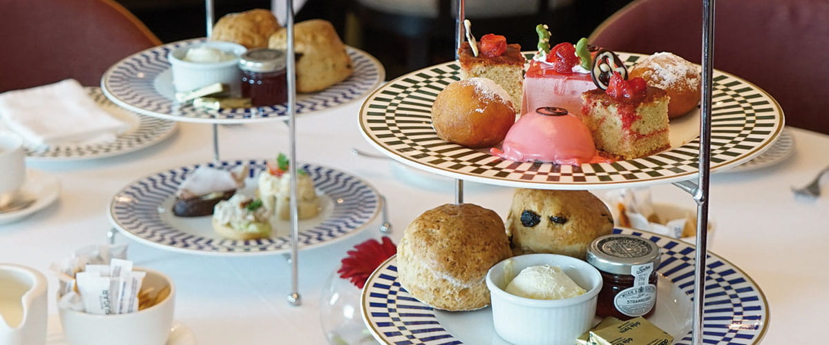Cakes and scones served during afternoon tea on Spirit of Discovery